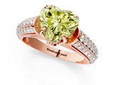 Rose gold Fancy Yellow Heart Cut Diamond Solitaire Ring with Three-Row Pavé Band and Four-Prong Setting_38