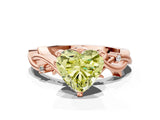 Rose gold Fancy Yellow Heart Cut Diamond Solitaire Ring with Twisted Band and Prong Setting_210