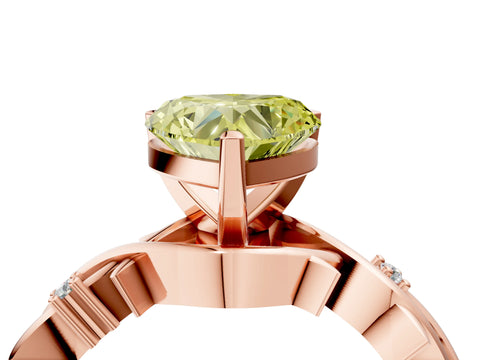 Rose gold Fancy Yellow Heart Cut Diamond Solitaire Ring with Twisted Band and Prong Setting_214
