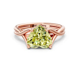 Rose gold Fancy Yellow Heart Cut Diamond Solitaire Twist Band Prong Setting Ring_79