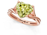 Rose gold Fancy Yellow Heart Cut Diamond Solitaire Twist Band Prong Setting Ring_80