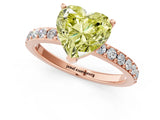 Rose gold Fancy Yellow Heart  Cut Diamond Solitaire with Pave Band and Four-Prong Setting 1