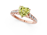 Rose gold Fancy Yellow Heart  Cut Diamond Solitaire with Pave Band and Four-Prong Setting_108