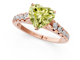 Rose gold Fancy Yellow Heart  Cut Diamond Solitaire with Pave Band and Four-Prong Setting_114