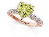 Rose gold Fancy Yellow Heart Cut Diamond Solitaire with Side Stones, Pave Band, Four-Prong Setting_89