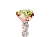Rose gold Fancy Yellow Heart Cut Diamond Solitaire with Side Stones, Pave Band, Four-Prong Setting_93