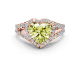 Rose gold Fancy Yellow Heart Cut Diamond Split Shank Halo Ring with Four-Prong Setting_58