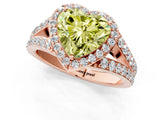 Rose gold Fancy Yellow Heart Cut Diamond Split Shank Halo Ring with Four-Prong Setting_59