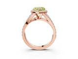 Rose gold Fancy Yellow Heart Cut Diamond Split Shank Halo Ring with Four-Prong Setting_61