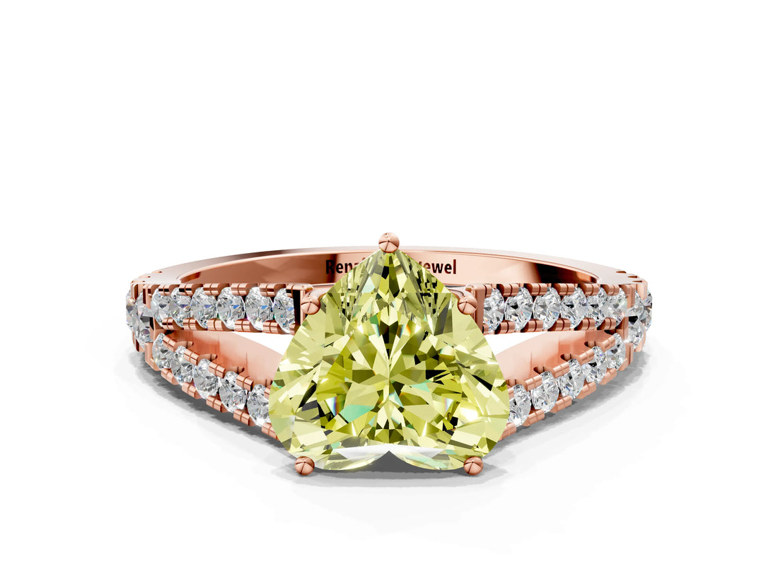 Rose gold Fancy Yellow Heart Cut Diamond Split Shank Pavé Engagement Ring with Four-Prong Setting_74