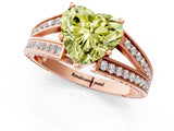 Rose gold Fancy Yellow Heart Cut Diamond Split Shank Ring with Pavé Band and Four-Prong Setting_45