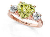 Rose gold Fancy Yellow Heart Cut Diamond Three-Stone Engagement Ring with Prong Setting and Pavé Band_1