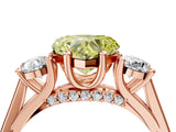 Rose gold Fancy Yellow Heart Cut Diamond Three-Stone Engagement Ring with Prong Setting and Pavé Band_4