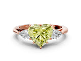Rose gold Fancy Yellow Heart Cut Diamond Three-Stone Ring with Pear Side Stones and Four-Prong Setting_94