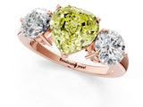 Rose gold Fancy Yellow Heart Cut Diamond Three-Stone Ring with Prong Setting and Classic Band_165