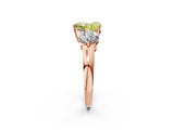 Rose gold Fancy Yellow Heart Cut Diamond Three-Stone Ring with Prong Setting and Classic Band_166