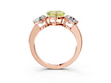 Rose gold Fancy Yellow Heart Cut Diamond Three-Stone Ring with Prong Setting and Classic Band_167