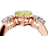 Rose gold Fancy Yellow Heart Cut Diamond Three-Stone Ring with Prong Setting and Classic Band_168