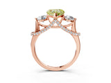Rose gold Fancy Yellow Heart Cut Diamond Three-Stone Ring with Prong Setting and Pavé Band_3