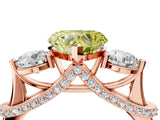 Rose gold Fancy Yellow Heart Cut Diamond Three-Stone Ring with Prong Setting and Pavé Band_4