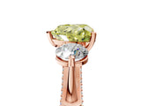 Rose gold Fancy Yellow Heart Cut Diamond Three-Stone Ring with Prong Setting and Pavé Band_5
