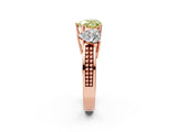 Rose gold Fancy Yellow Heart Cut Diamond Three-Stone Ring with Prong Setting and Textured Band_2