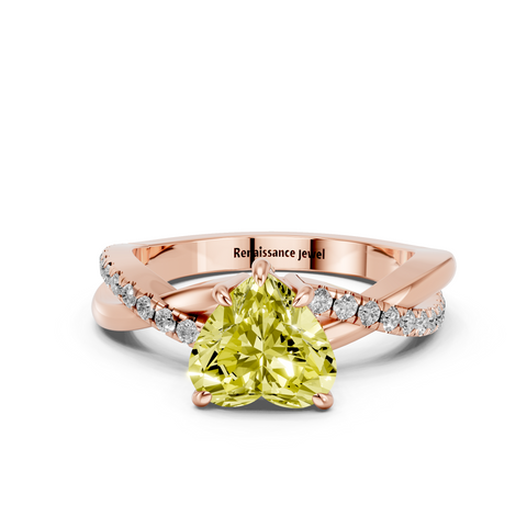 Rose gold Fancy Yellow Heart  Cut Diamond Twist Band Solitaire with Prong Setting_11