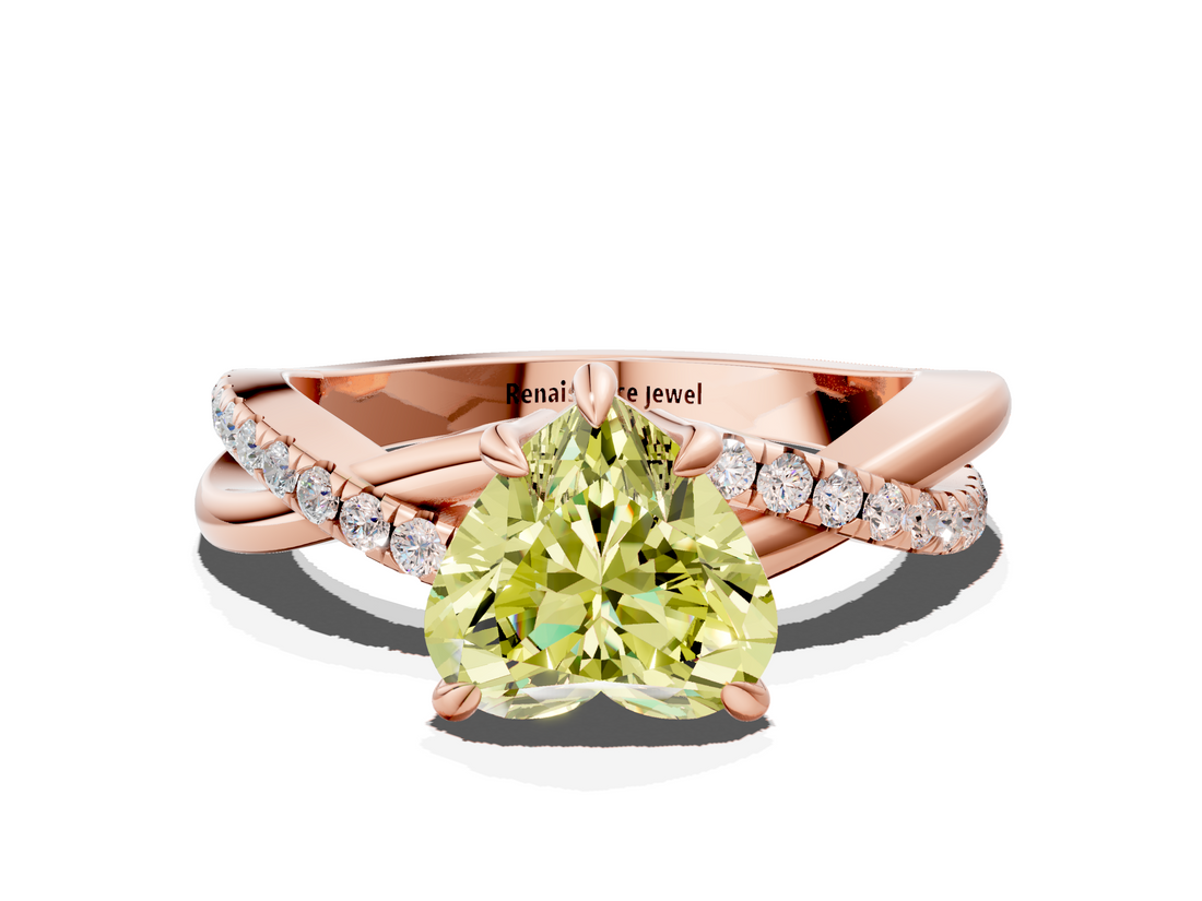 Rose gold Fancy Yellow Heart  Cut Diamond Twist Band Solitaire with Prong Setting_38
