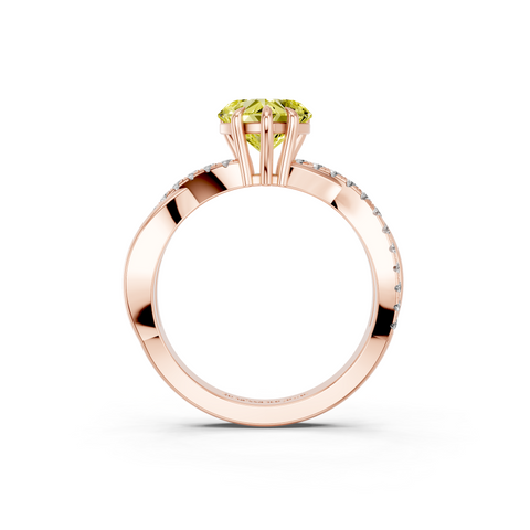 Rose gold Fancy Yellow Heart  Cut Diamond Twist Band Solitaire with Prong Setting_5
