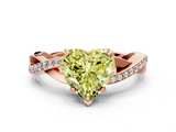 Rose gold Fancy Yellow Heart  Cut Diamond Twisted Band Engagement Ring with Prong Setting_3