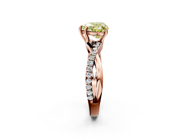 Rose gold Fancy Yellow Heart  Cut Diamond Twisted Band with Pavé Setting and Four-Prong Setting