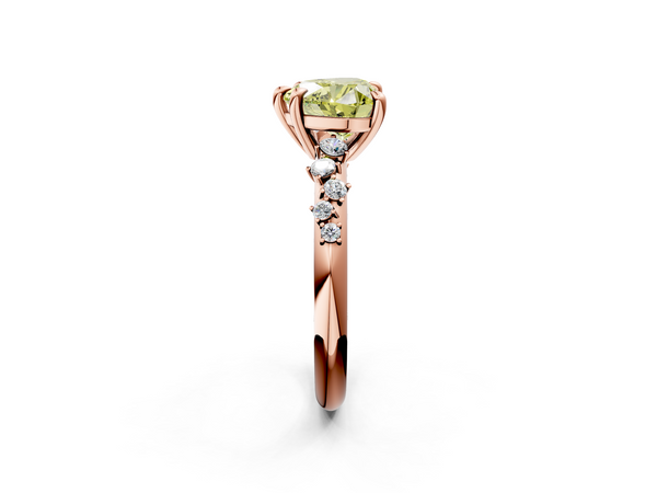 Rose gold Fancy Yellow Heart  Cut Diamond Vine Band with Four-Prong Setting