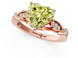 Rose gold Fancy Yellow Heart  Cut Diamond with Milgrain Marquise and Bezel Accents on a Solitaire Band with Prong Setting_202