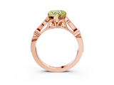 Rose gold Fancy Yellow Heart  Cut Diamond with Milgrain Marquise and Bezel Accents on a Solitaire Band with Prong Setting_204
