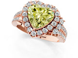 Rose gold Fancy Yellow Heart  Cut Double Halo Diamond Engagement Ring with Pave Band and Four-Prong Setting 1