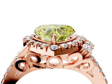 Rose gold Fancy Yellow Heart  Cut Double Halo Diamond Engagement Ring with Pave Band and Four-Prong Setting 4