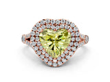 Rose gold Fancy Yellow Heart  Cut Double Halo Split Shank Diamond Ring with Prong Setting_49