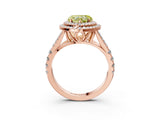 Rose gold Fancy Yellow Heart  Cut Double Halo Split Shank Diamond Ring with Prong Setting_52