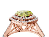 Rose gold Fancy Yellow Heart  Cut Double Halo Split Shank Diamond Ring with Prong Setting_53