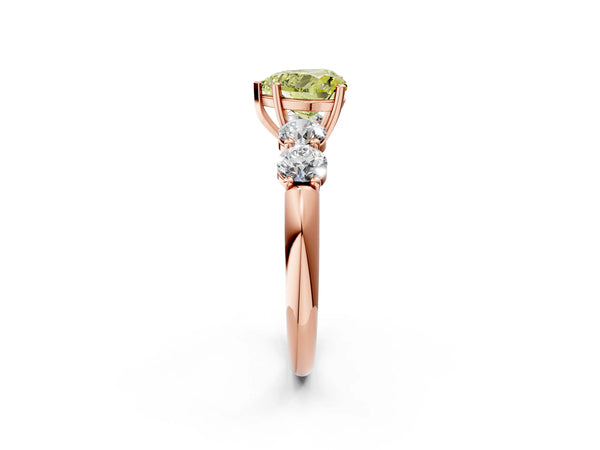 Rose gold Fancy Yellow Heart  Cut Five-Stone Prong Set Diamond Ring with Classic Band