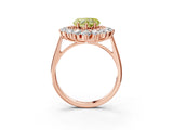 Rose gold Fancy Yellow Heart Cut Halo Cluster Diamond Ring with Pave Band and Four-Prong Setting_15