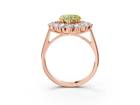 Rose gold Fancy Yellow Heart Cut Halo Cluster Diamond Ring with Pave Band and Four-Prong Setting_15
