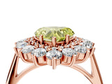 Rose gold Fancy Yellow Heart Cut Halo Cluster Diamond Ring with Pave Band and Four-Prong Setting_16