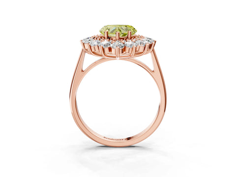 Rose gold Fancy Yellow Heart Cut Halo Cluster Diamond Ring with Pave Band and Four-Prong Setting_3