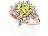 Rose gold Fancy Yellow Heart Cut Halo Diamond Cluster Ring with Marquise and Round Stones on a White Gold Band with Prong Setting_1