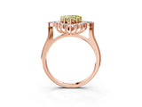 Rose gold Fancy Yellow Heart Cut Halo Diamond Cluster Ring with Marquise and Round Stones on a White Gold Band with Prong Setting_3