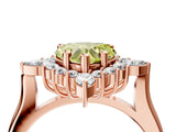 Rose gold Fancy Yellow Heart Cut Halo Diamond Cluster Ring with Marquise and Round Stones on a White Gold Band with Prong Setting_4