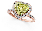 Rose gold Fancy Yellow Heart  Cut Halo Diamond Engagement Ring with Pave Band and Four-Prong Setting_20