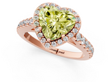 Rose gold Fancy Yellow Heart  Cut Halo Diamond Engagement Ring with Pave Band and Four-Prong Setting_29