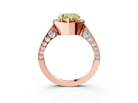 Rose gold Fancy Yellow Heart Cut Halo Diamond Engagement Ring with Split Shank Band and Four-Prong Setting_3